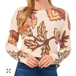 CeCe Patterned Cream Sweater